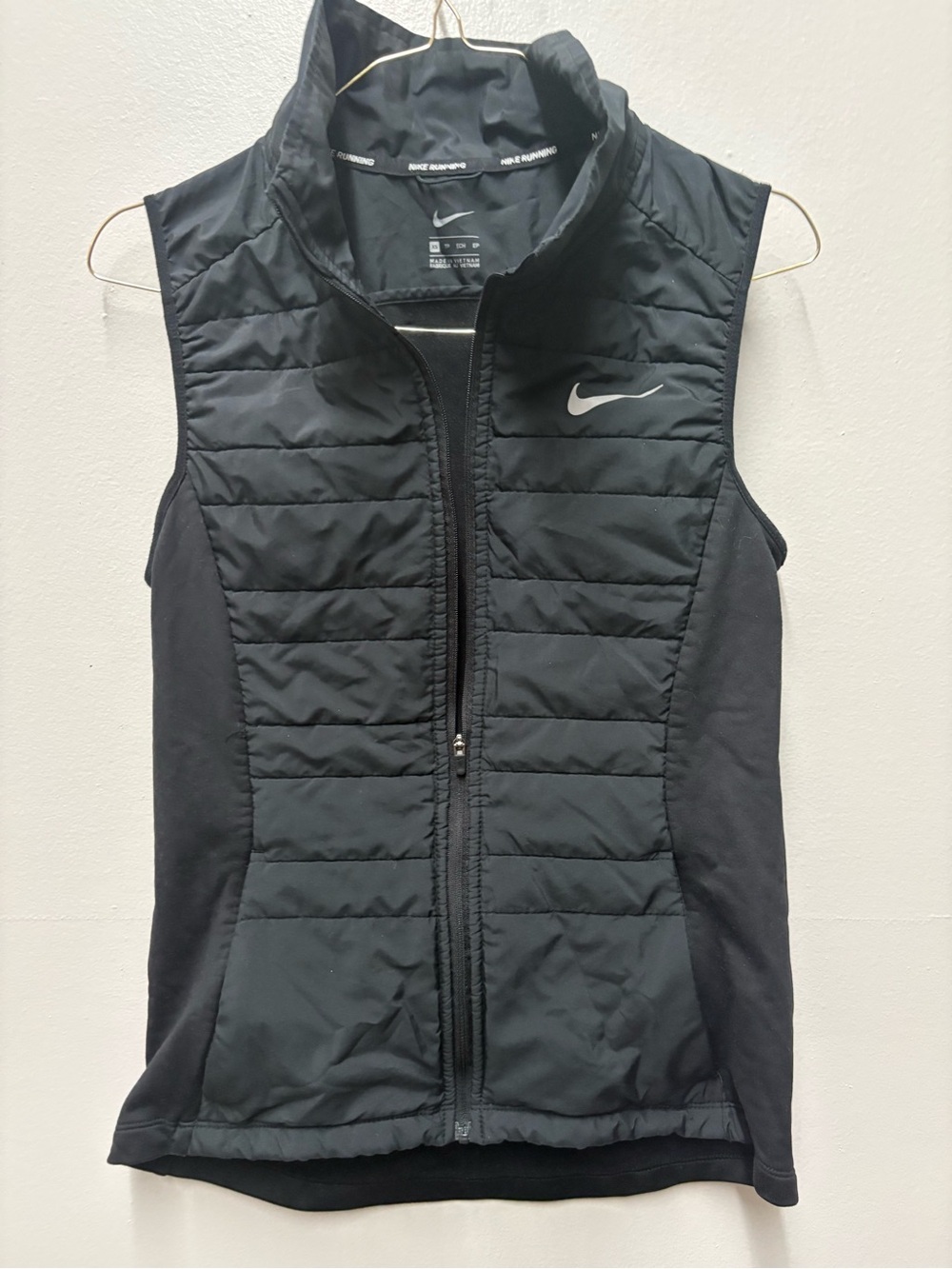 Nike Essential Running Vest Navy Black Full Zip Puffer,